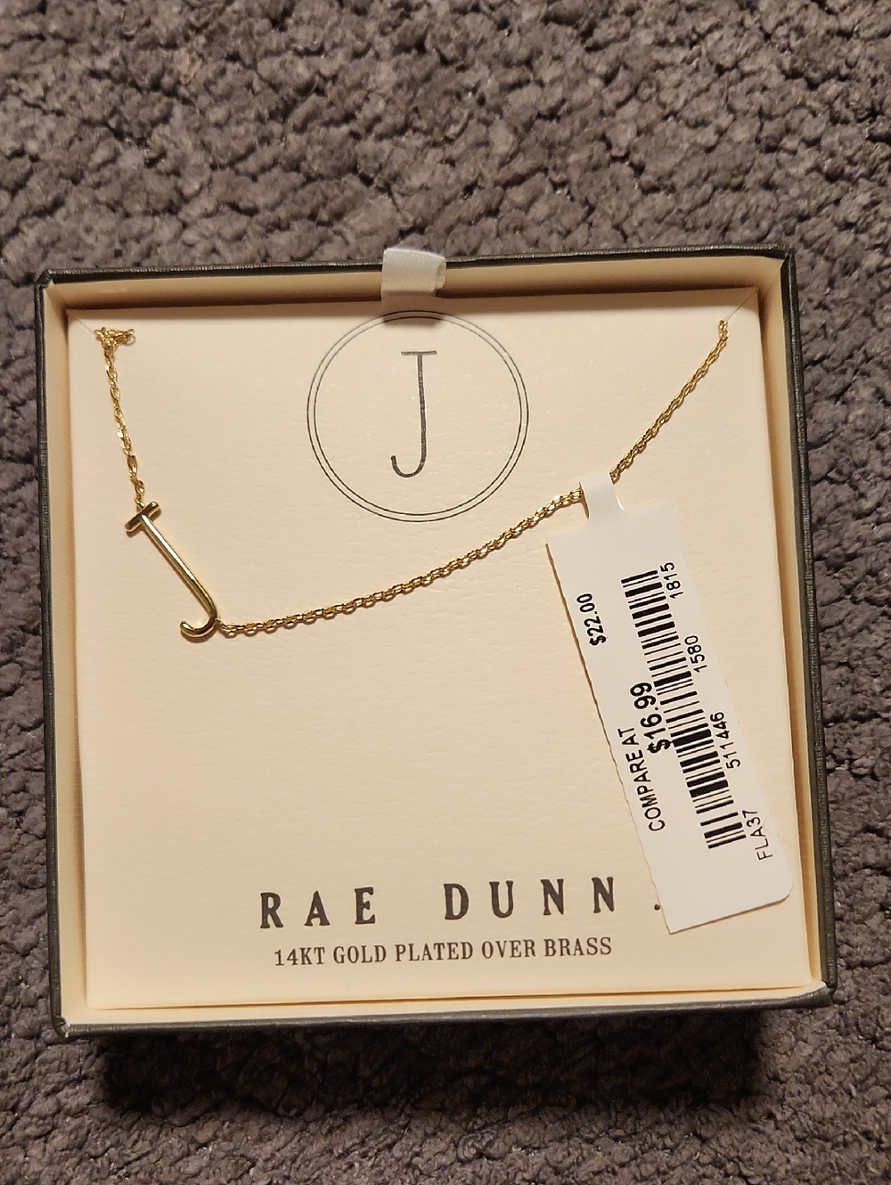 Rae Dunn Gold Initial J Pendant Necklace
